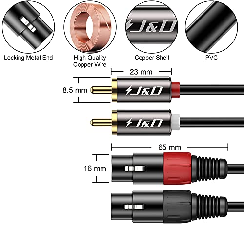 J&D 2 RCA naar 2 XLR-kabel,