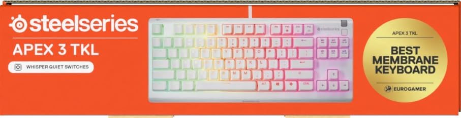 SteelSeries Apex 3 TKL - RGB-gamingtoetsenbord - Compact TKL-toetsenbord voor e-sports - 8-zone RGB-verlichting - Engels QWERTY Layout