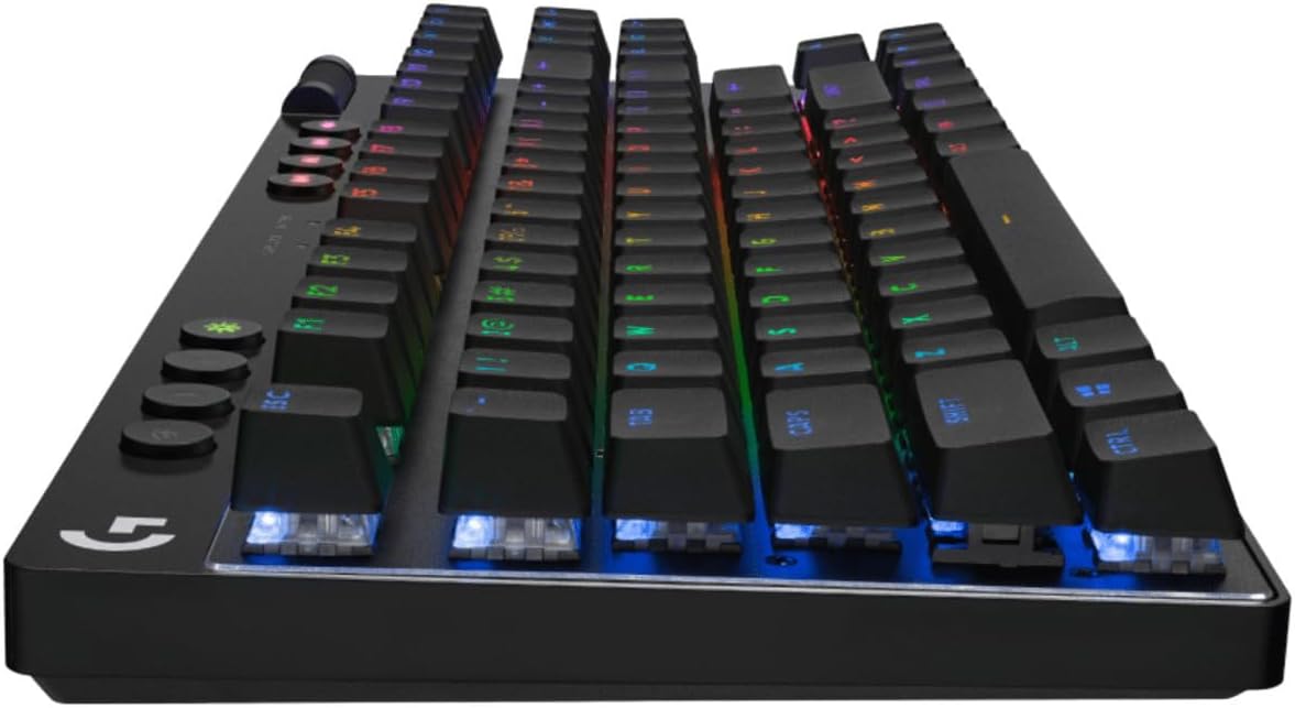 Logitech G PRO Mechanisch gamingtoetsenbord, uiterst draagbaar ontwerp zonder numpad, afneembare micro-USB-kabel, verlichte toetsen met LIGHTSYNC RGB met 16,8M kleuren, QWERTY US INTL, PC/Mac - Zwart