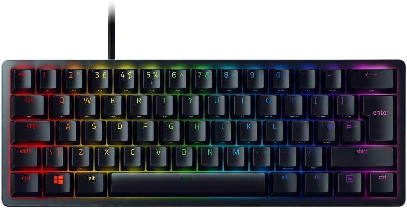 Razer Huntsman Mini (Rode Schakelaar) - Compact 60% gaming toetsenbord (Lineaire Optische Schakelaars, Doubleshot PBT toetskappen, Afneembare USB-C kabel) QWERTY US layout | Zwart