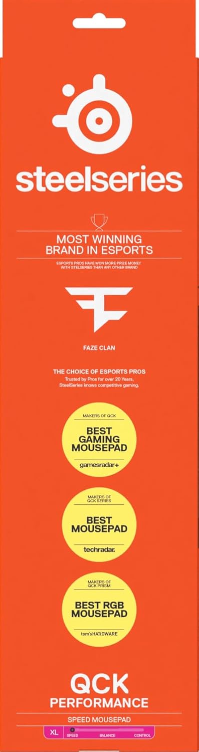 SteelSeries QcK XL Performance Speed-gamingmuismat - Voor soepele muisbewegingen - Gestikte rand met laag profiel - Slipvaste neopreen rubberen onderzijde - 900x400 mm - FPS, MOBA's, RTS, MMO