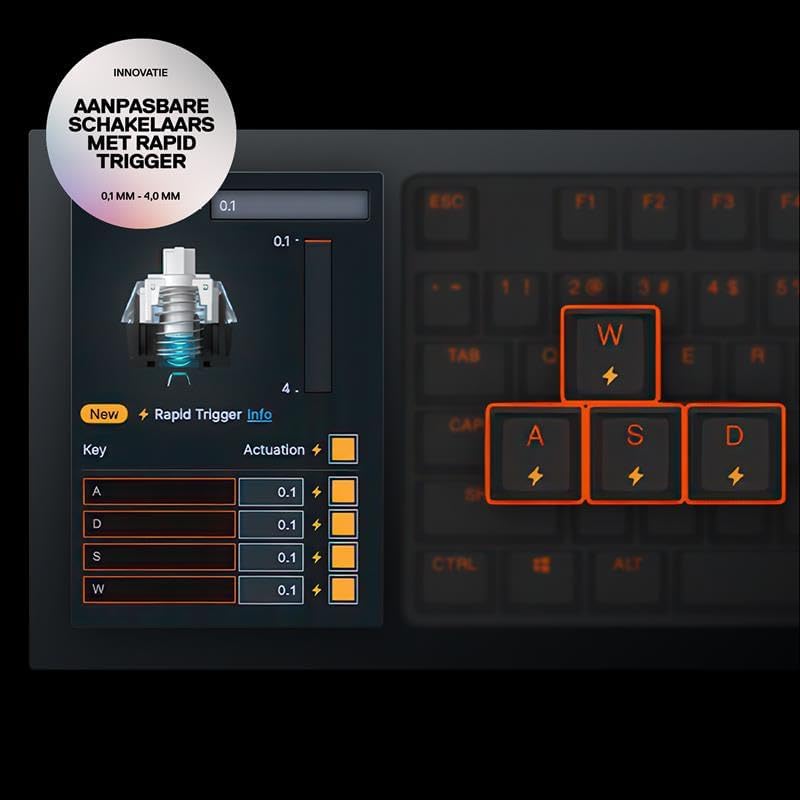 SteelSeries Apex Pro Mini Gen 3 OmniPoint 3.0 HyperMagnetic-schakelaars - Verstelbare activering - Rapid Trigger - Presets voor games - Protection Mode - Rapid Tap/SOCD - RGB - PBT-keycaps - UK QWERTY