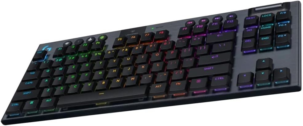 Logitech G G915 X LIGHTSPEED TKL Low-Profile Wireless Gaming Keyboard, Double-Shot PBT Keycaps, volledig programmeerbare toetsen, GL Brown Tactile, pc/Mac, US INT'L QWERTY - Zwart