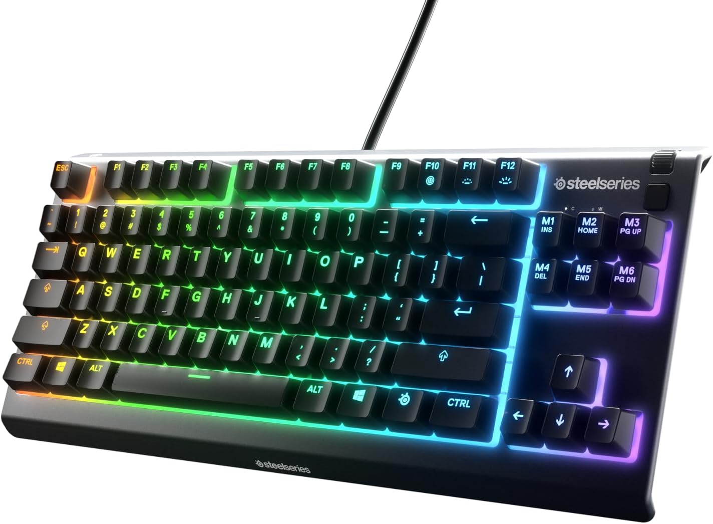 SteelSeries Apex 3 TKL - RGB-gamingtoetsenbord - Compact TKL-toetsenbord voor e-sports - 8-zone RGB-verlichting - Engels QWERTY Layout