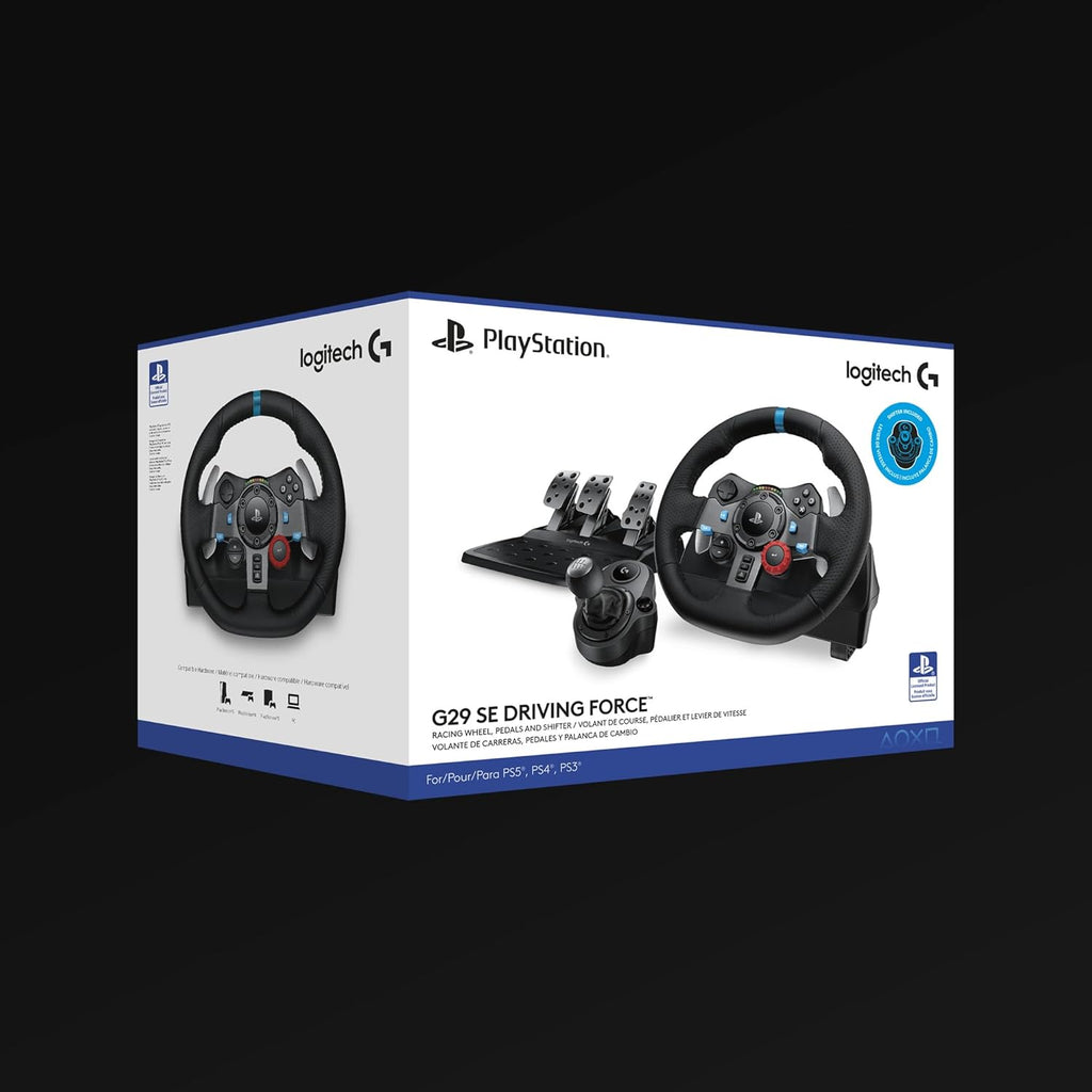 Logitech G G29 SE Driving Force-racestuur en -pedalen, forcefeedback, echt leer + Logitech G Driving Force-versnellingspook - Voor PS5, PS4 en pc, Mac - Black