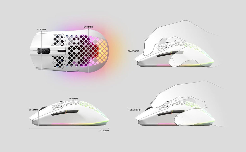 SteelSeries Aerox 3 - Geperforeerde RGB-gamingmuis - Ultralicht waterbestendig ontwerp - 8,500 DPI TrueMove Core optische sensor - Snow