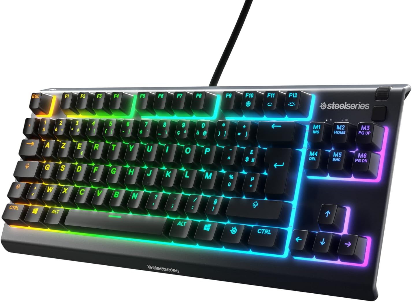 SteelSeries Apex 3 TKL - RGB-gamingtoetsenbord - Compact TKL-toetsenbord voor e-sports - 8-zone RGB-verlichting - Engels QWERTY Layout
