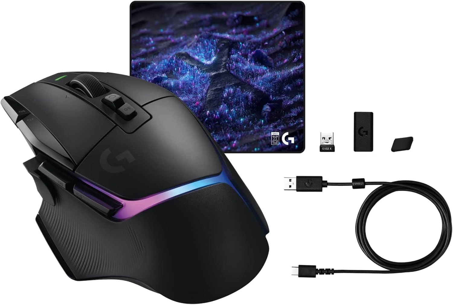 Logitech G502 X Bedrade Gamingmuis - LIGHTFORCE hybride, optisch-mechanische, primaire schakelaars, HERO 25K gaming sensor, voor PC - MacOS/Windows - Zwart
