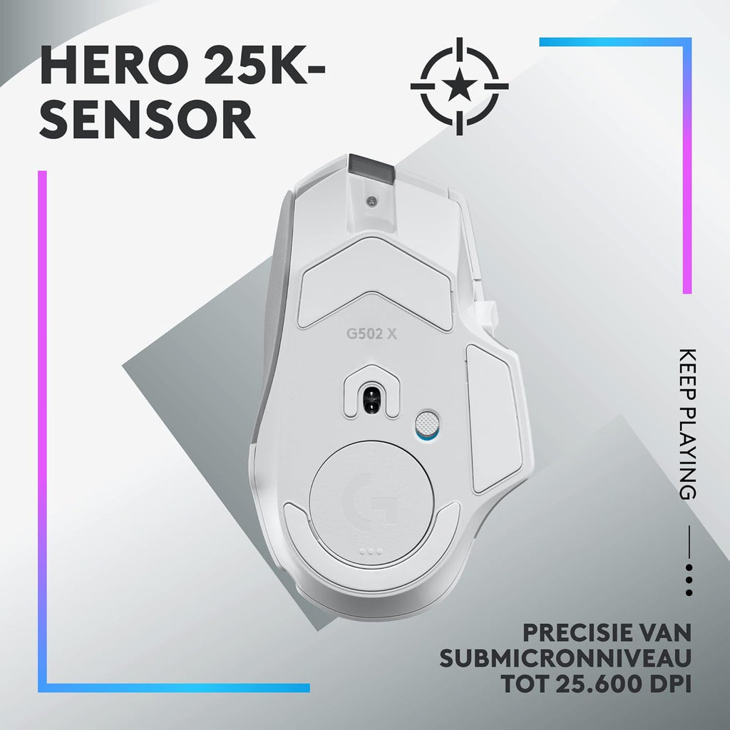 Logitech G502 X Bedrade Gamingmuis - LIGHTFORCE hybride, optisch-mechanische, primaire schakelaars, HERO 25K gaming sensor, voor PC - MacOS/Windows - Zwart