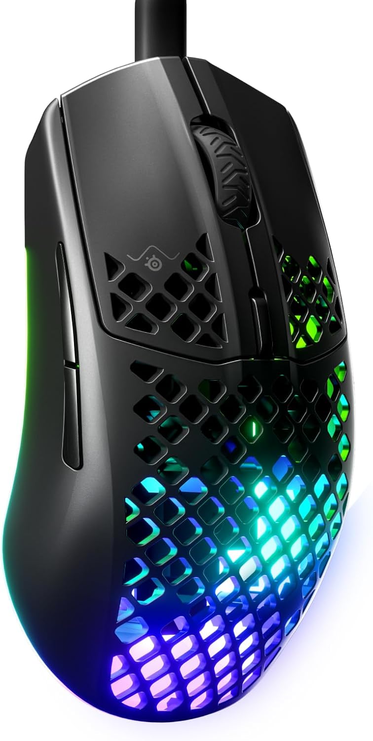SteelSeries Aerox 3 - Geperforeerde RGB-gamingmuis - Ultralicht waterbestendig ontwerp - 8,500 DPI TrueMove Core optische sensor - Snow