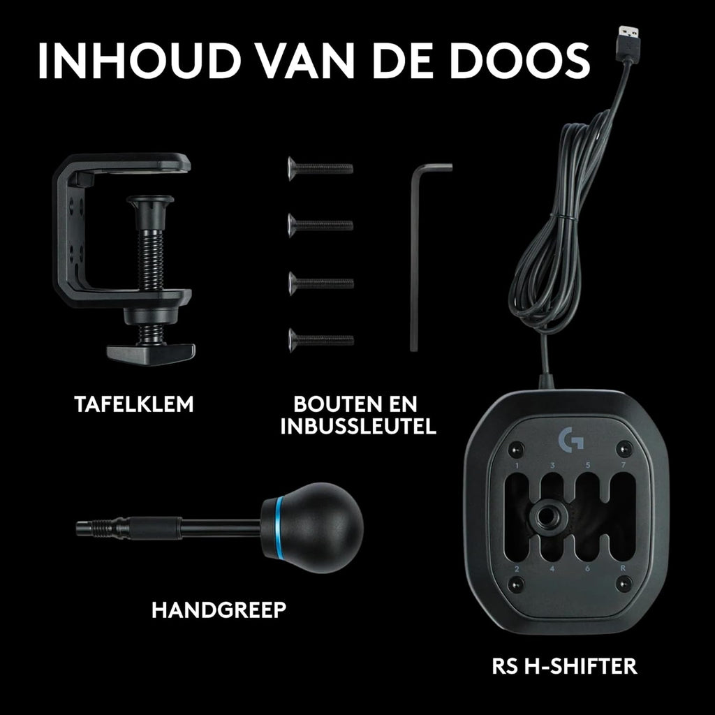 Logitech G RS H-SHIFTER - Levier de vitesses de simulation de course compatible avec les bases de volant de course PRO et RS50 pour consoles PlayStation 5, PS4, Xbox-Series X|S, Xbox-One et PC - Noir