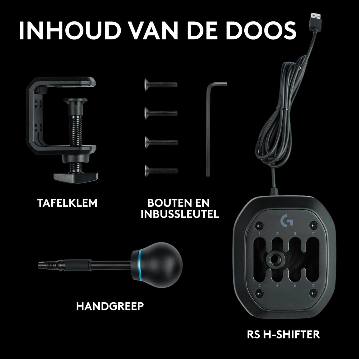 Logitech G RS H-SHIFTER - Levier de vitesses de simulation de course compatible avec les bases de volant de course PRO et RS50 pour consoles PlayStation 5, PS4, Xbox-Series X|S, Xbox-One et PC - Noir