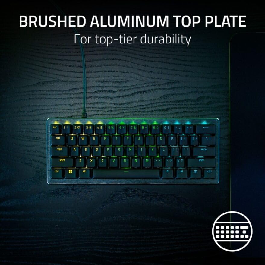 Razer Huntsman Mini (Rode Schakelaar) - Compact 60% gaming toetsenbord (Lineaire Optische Schakelaars, Doubleshot PBT toetskappen, Afneembare USB-C kabel) QWERTY US layout | Zwart