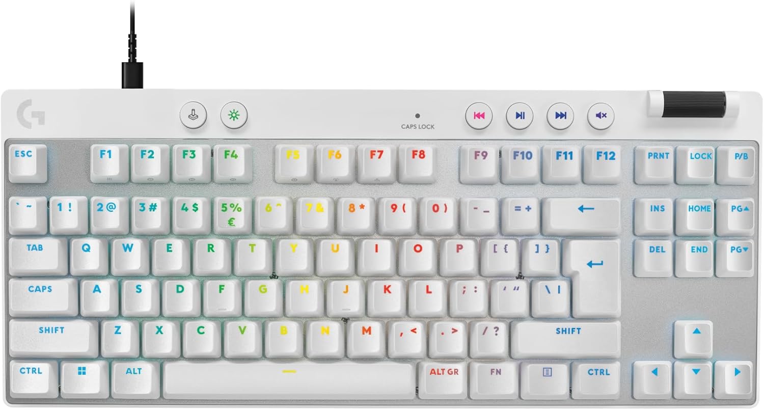 Logitech G PRO Mechanisch gamingtoetsenbord, uiterst draagbaar ontwerp zonder numpad, afneembare micro-USB-kabel, verlichte toetsen met LIGHTSYNC RGB met 16,8M kleuren, QWERTY US INTL, PC/Mac - Zwart