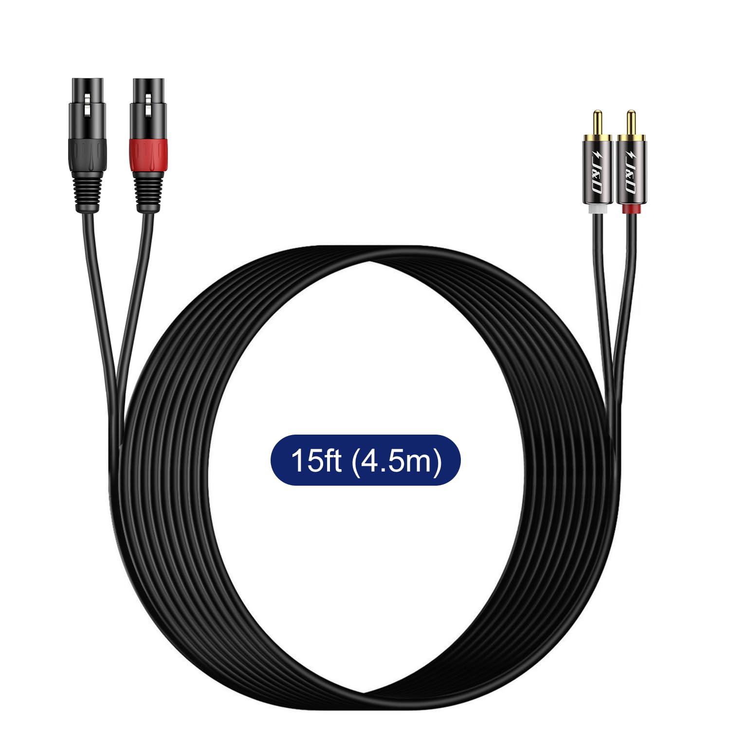 J&D 2 RCA naar 2 XLR-kabel,