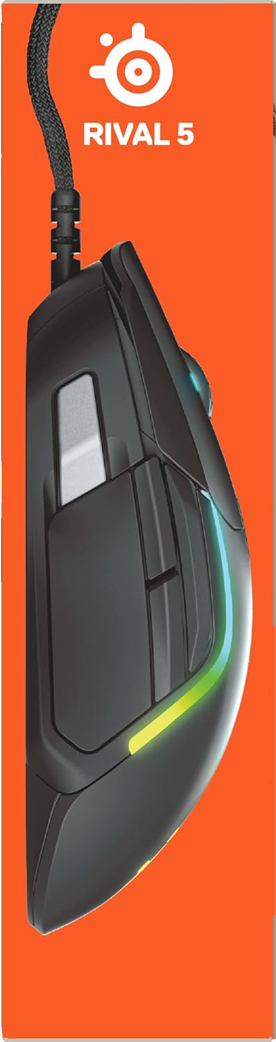 SteelSeries Rival 5 — gamingmuis — FPS, MOBA, MMO, Battle Royale — 18.000 CPI TrueMove Air optische sensor — 9 programmeerbare knoppen — 85 g competitief gewicht, zwart