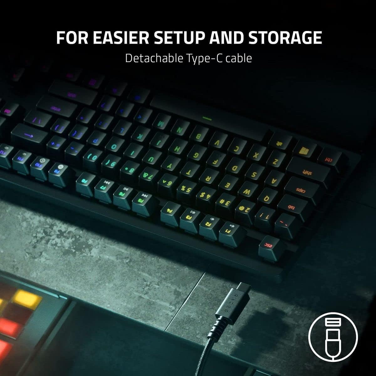 Razer Huntsman Mini (Rode Schakelaar) - Compact 60% gaming toetsenbord (Lineaire Optische Schakelaars, Doubleshot PBT toetskappen, Afneembare USB-C kabel) QWERTY US layout | Zwart
