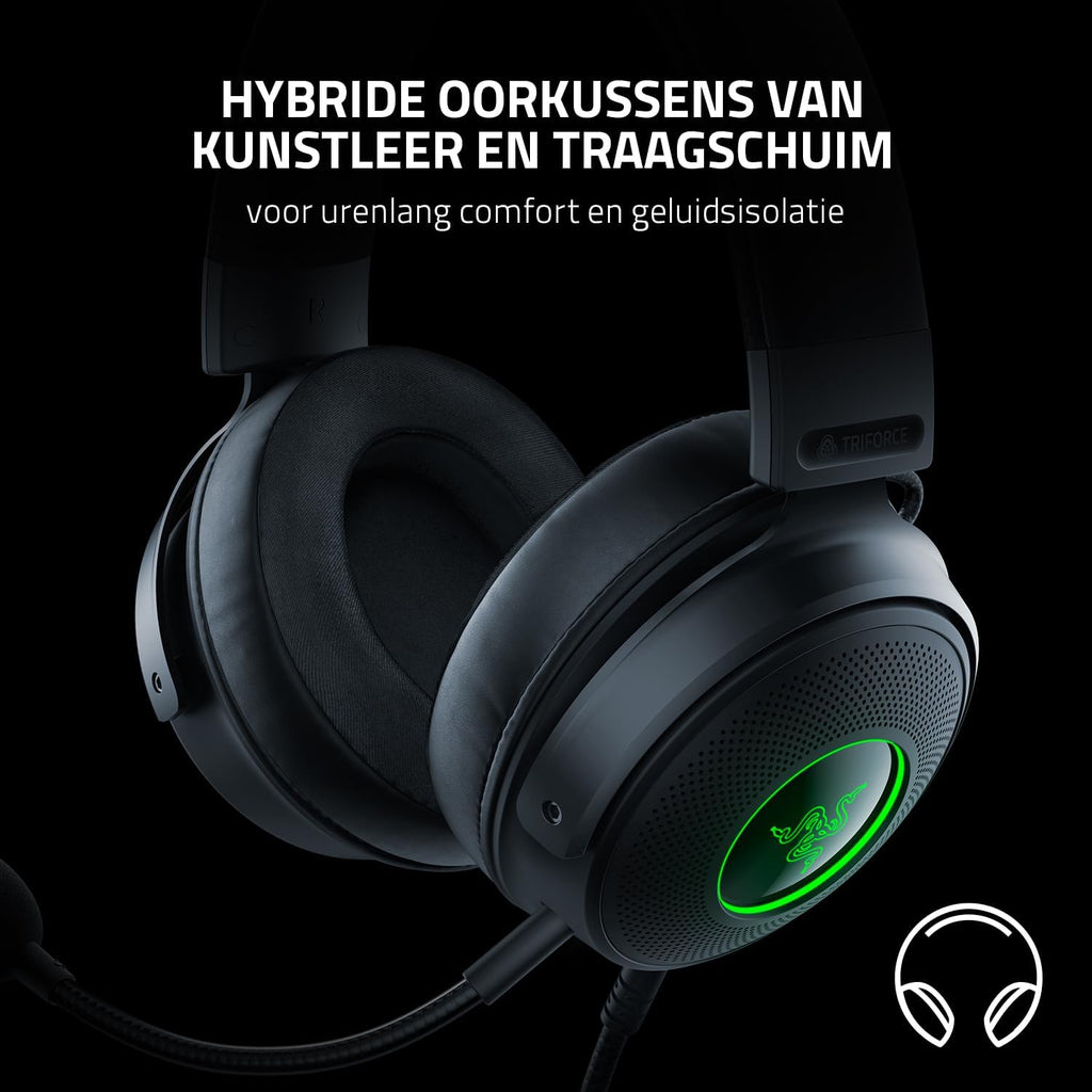 Razer Kraken V4 - Draadloze Gaming Headset (3 Modes Connectiviteit, TriForce 40mm Drivers, 9-Zone RGB Earcup Verlichting, Mix & Volume aanpassingen, THX Spatial Audio) Zwart