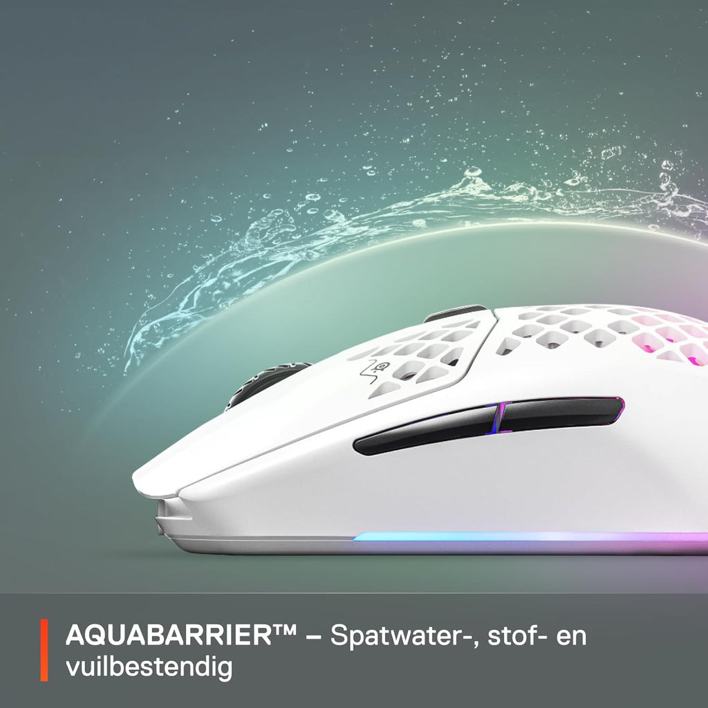 SteelSeries Aerox 3 - Geperforeerde RGB-gamingmuis - Ultralicht waterbestendig ontwerp - 8,500 DPI TrueMove Core optische sensor - Snow