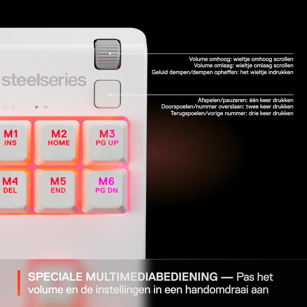 SteelSeries Apex 3 TKL - RGB-gamingtoetsenbord - Compact TKL-toetsenbord voor e-sports - 8-zone RGB-verlichting - Engels QWERTY Layout