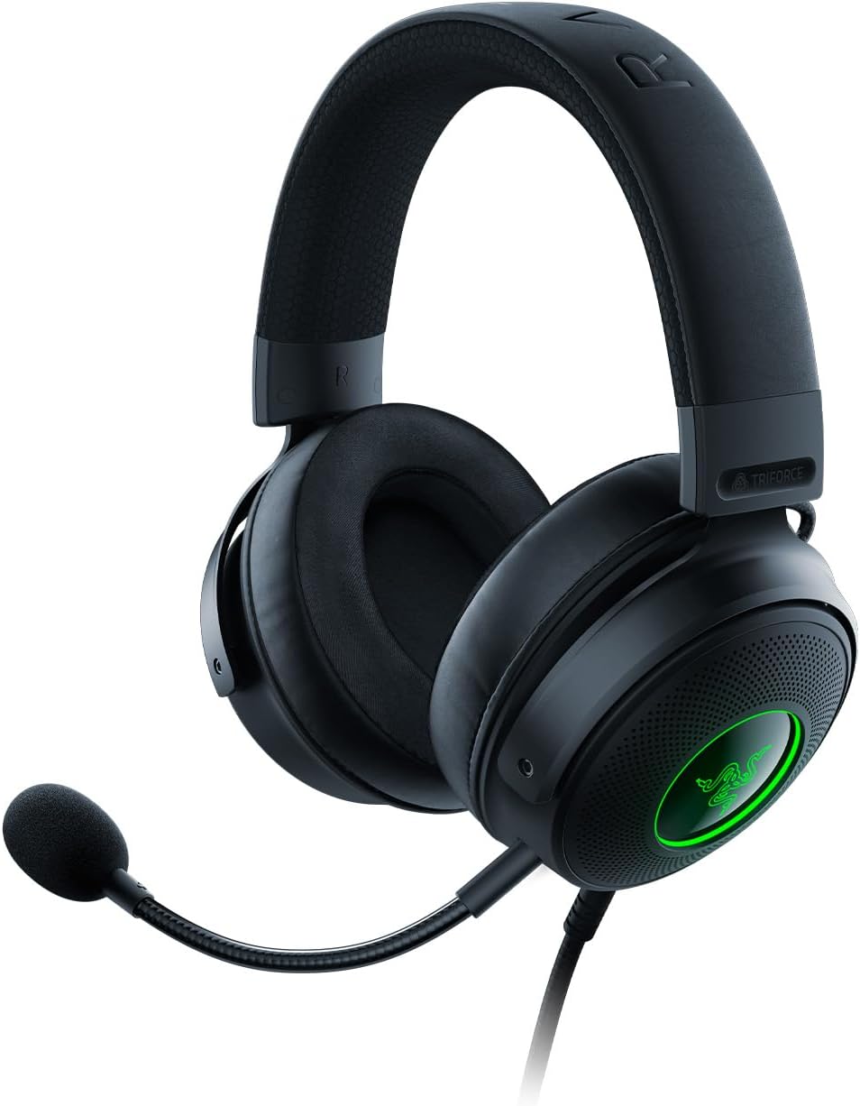 Razer Kraken V4 - Draadloze Gaming Headset (3 Modes Connectiviteit, TriForce 40mm Drivers, 9-Zone RGB Earcup Verlichting, Mix & Volume aanpassingen, THX Spatial Audio) Zwart