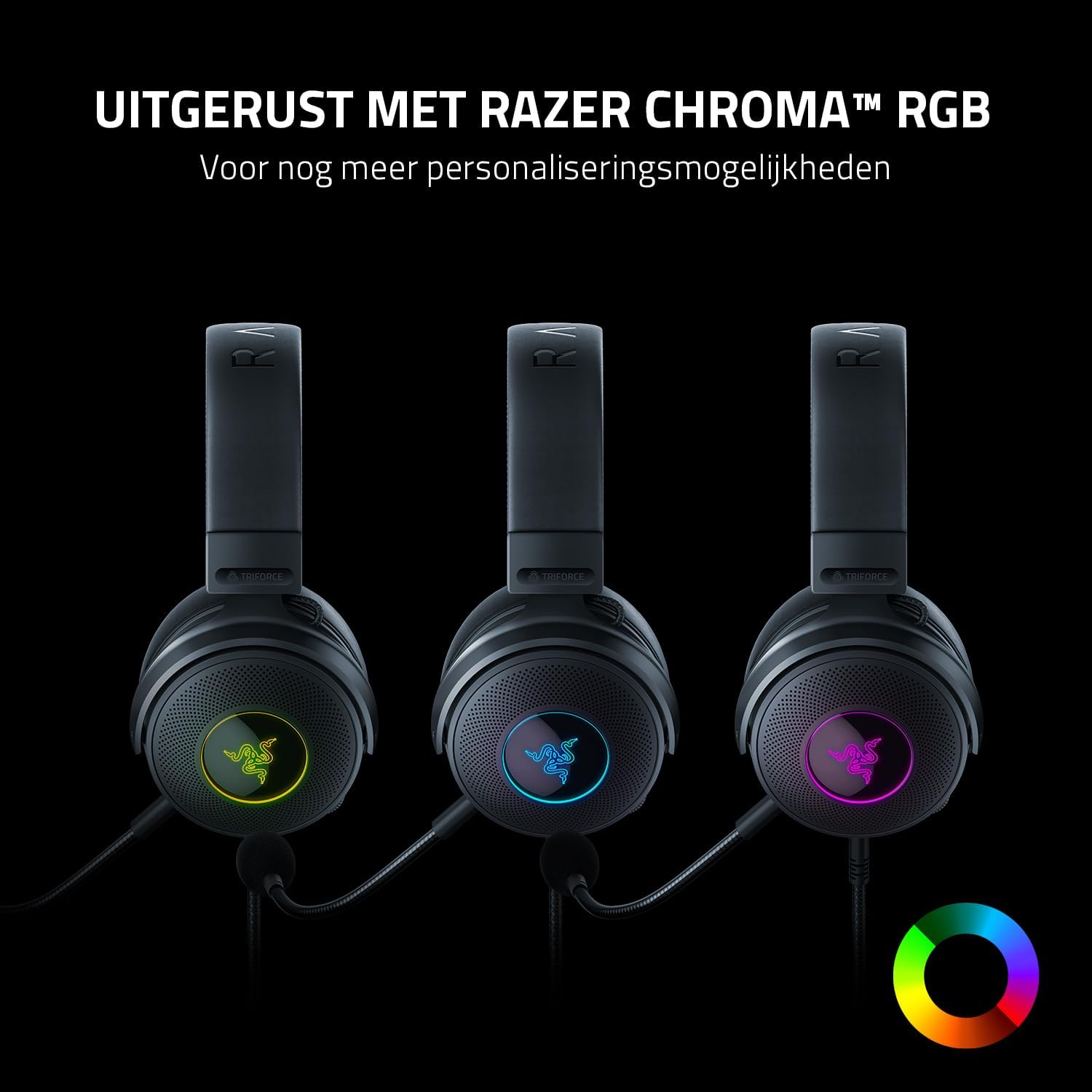 Razer Kraken V4 - Draadloze Gaming Headset (3 Modes Connectiviteit, TriForce 40mm Drivers, 9-Zone RGB Earcup Verlichting, Mix & Volume aanpassingen, THX Spatial Audio) Zwart