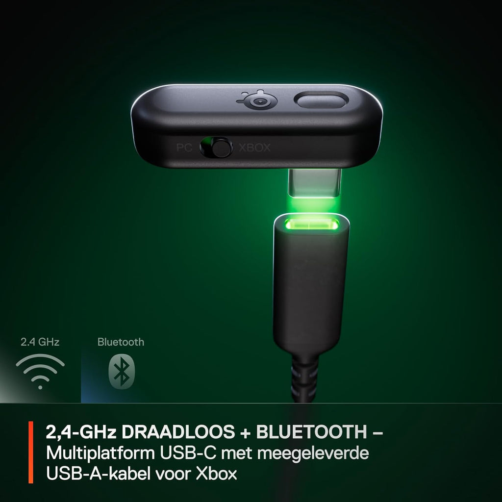 SteelSeries Arctis GameBuds™ voor Xbox - Draadloze gamingoordopjes - 2,4-GHz + BT5.3 - ANC/Transparency-modus - IP55-waterbestendigheid - 40 uur accuduur - Draadloos opladen - Xbox,PS5,pc,mobiel-Zwart