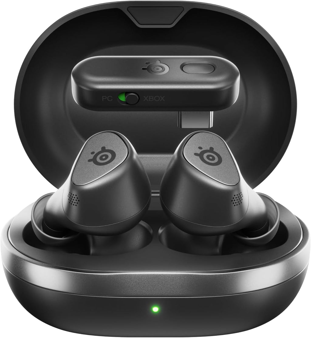 SteelSeries Arctis GameBuds™ voor Xbox - Draadloze gamingoordopjes - 2,4-GHz + BT5.3 - ANC/Transparency-modus - IP55-waterbestendigheid - 40 uur accuduur - Draadloos opladen - Xbox,PS5,pc,mobiel-Zwart