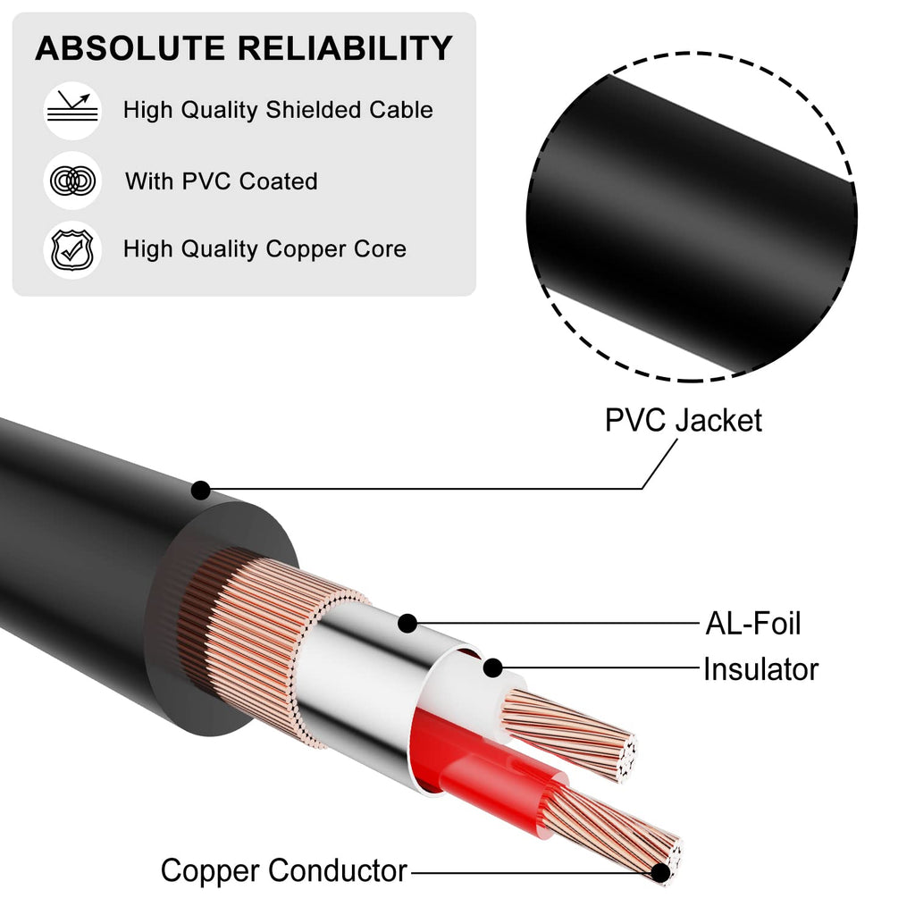 J&D 2 RCA naar 2 XLR-kabel,