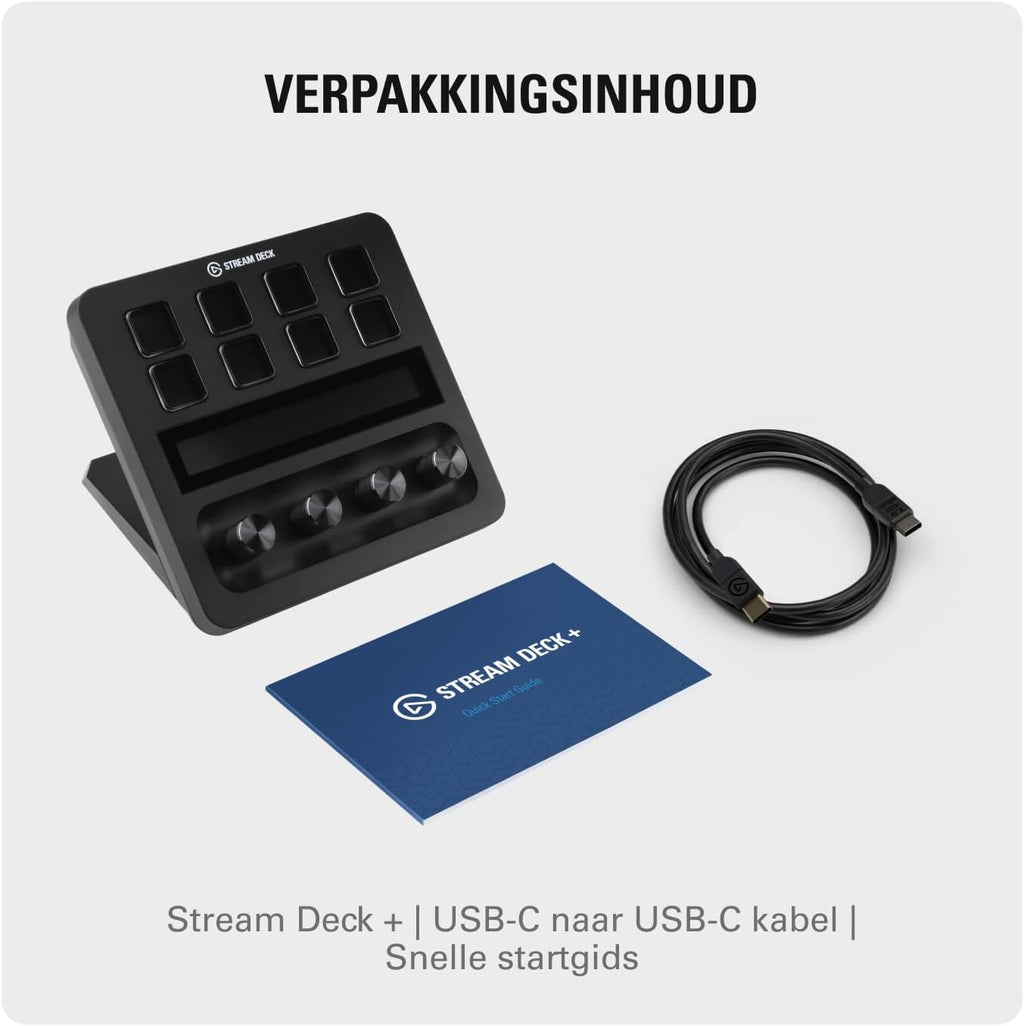 Elgato Stream Deck +, Audio-Mixer, Live Productie en Studiocontroller voor Content Creators, Streamen, Gamen, met aanpasbare touch strip-draaiknoppen en LCD-toetsen, werkt met Mac en PC