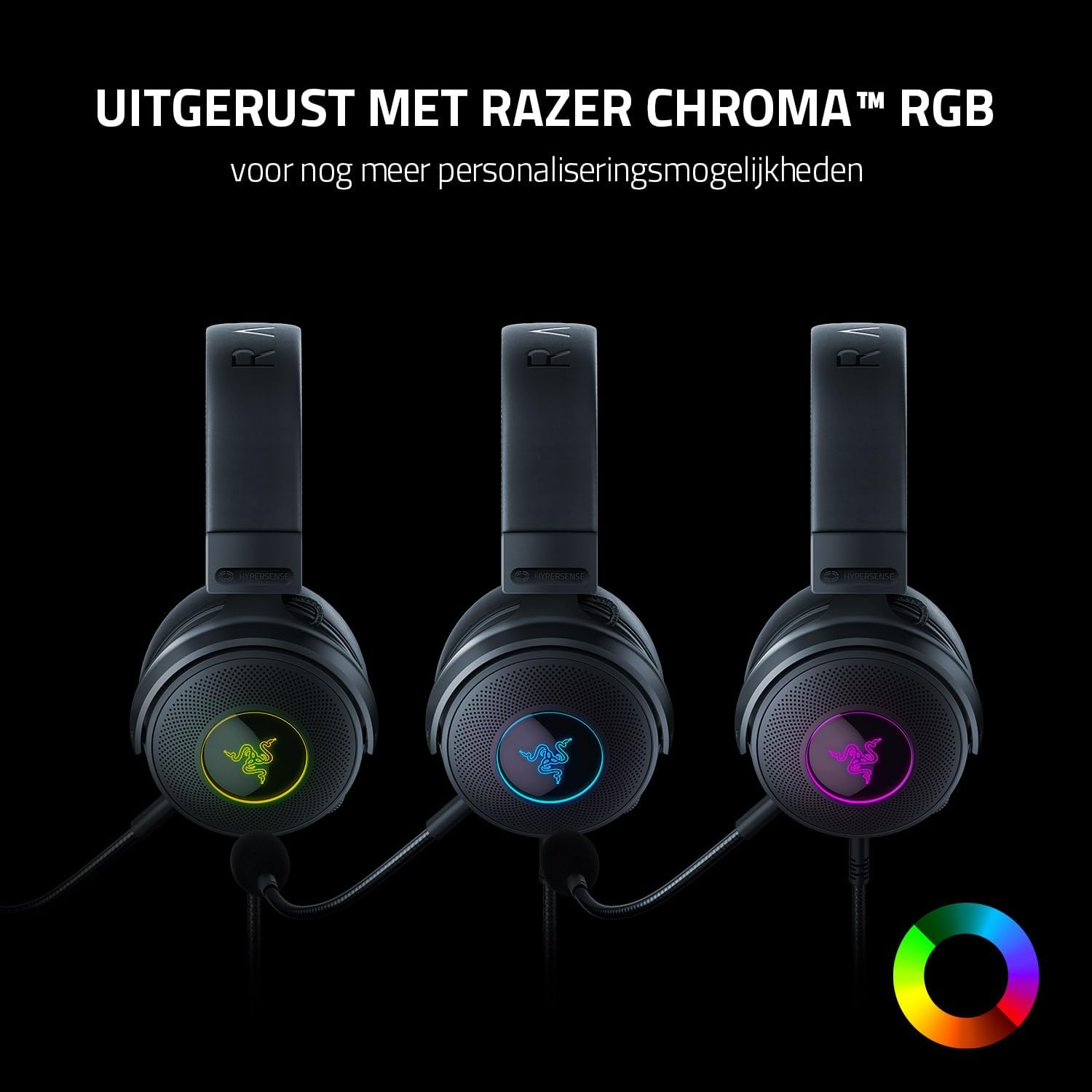 Razer Kraken V4 - Draadloze Gaming Headset (3 Modes Connectiviteit, TriForce 40mm Drivers, 9-Zone RGB Earcup Verlichting, Mix & Volume aanpassingen, THX Spatial Audio) Zwart