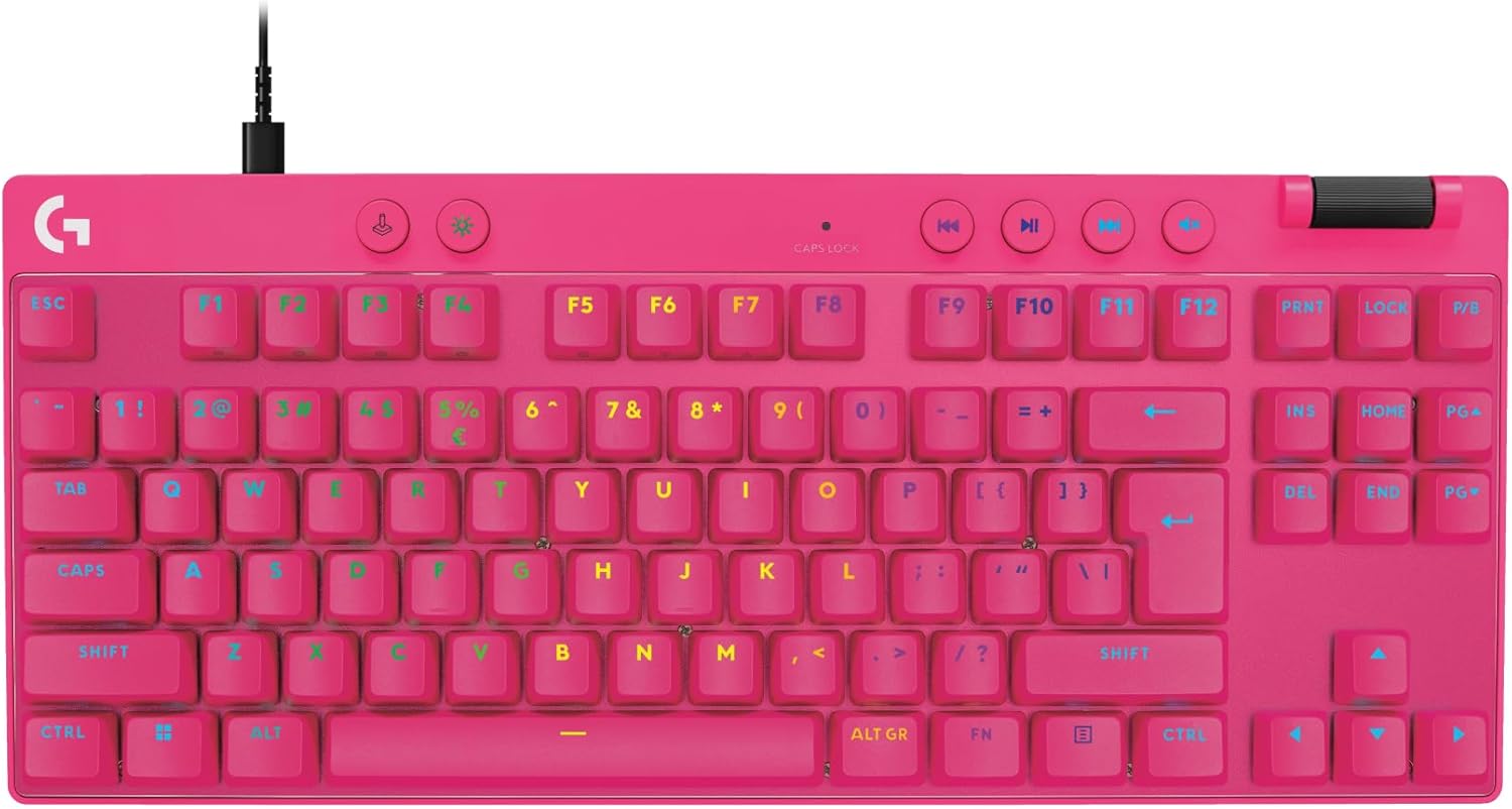Logitech G PRO Mechanisch gamingtoetsenbord, uiterst draagbaar ontwerp zonder numpad, afneembare micro-USB-kabel, verlichte toetsen met LIGHTSYNC RGB met 16,8M kleuren, QWERTY US INTL, PC/Mac - Zwart