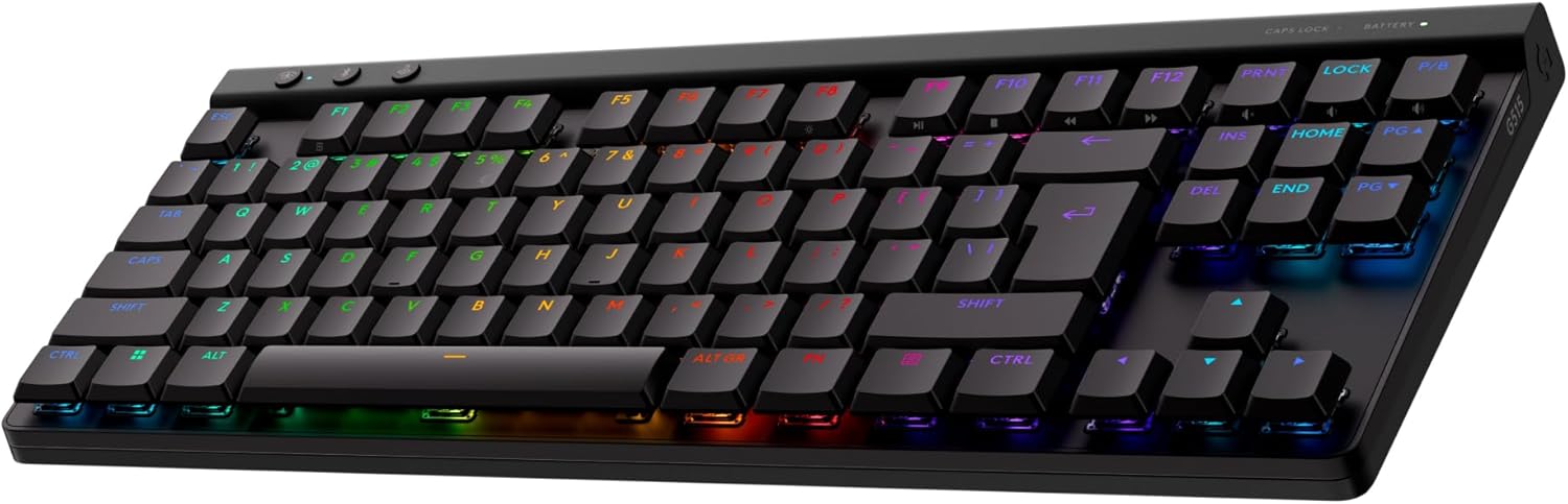 Logitech G G515 LIGHTSPEED TKL Laag profiel draadloos gamingtoetsenbord, LIGHTSYNC RGB, Thin Tenkeyless-ontwerp, PBT toetskappen, tactiele mechanische schakelaars, US International QWERTY - Zwart