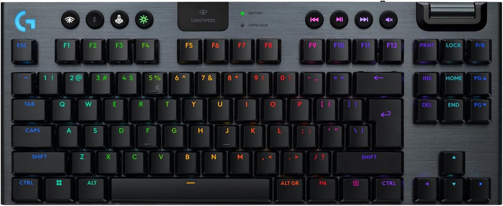 Logitech G G915 X LIGHTSPEED TKL Low-Profile Wireless Gaming Keyboard, Double-Shot PBT Keycaps, volledig programmeerbare toetsen, GL Brown Tactile, pc/Mac, US INT'L QWERTY - Zwart