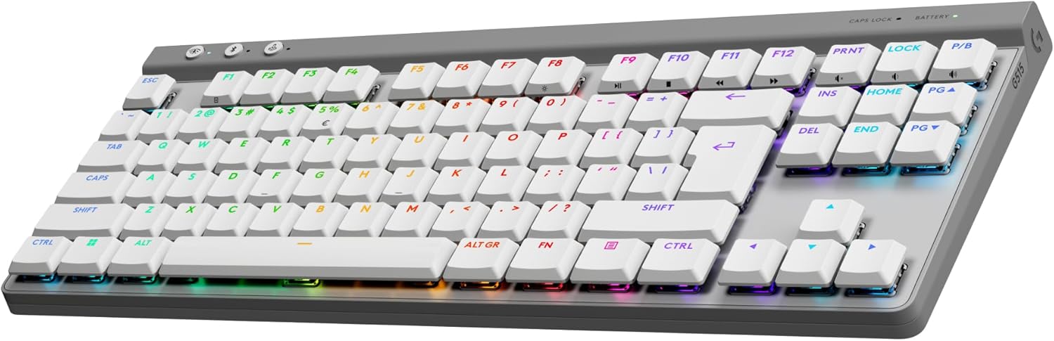 Logitech G G515 LIGHTSPEED TKL Laag profiel draadloos gamingtoetsenbord, LIGHTSYNC RGB, Thin Tenkeyless-ontwerp, PBT toetskappen, tactiele mechanische schakelaars, US International QWERTY - Zwart