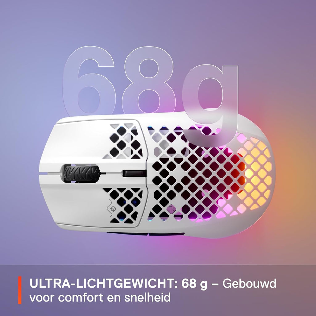 SteelSeries Aerox 3 - Geperforeerde RGB-gamingmuis - Ultralicht waterbestendig ontwerp - 8,500 DPI TrueMove Core optische sensor - Snow