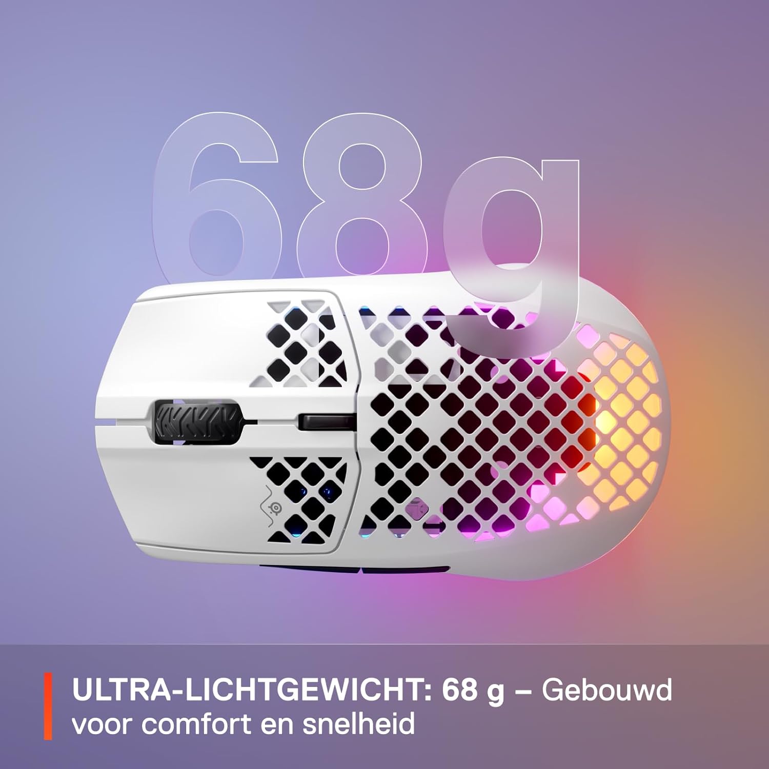 SteelSeries Aerox 3 - Geperforeerde RGB-gamingmuis - Ultralicht waterbestendig ontwerp - 8,500 DPI TrueMove Core optische sensor - Snow