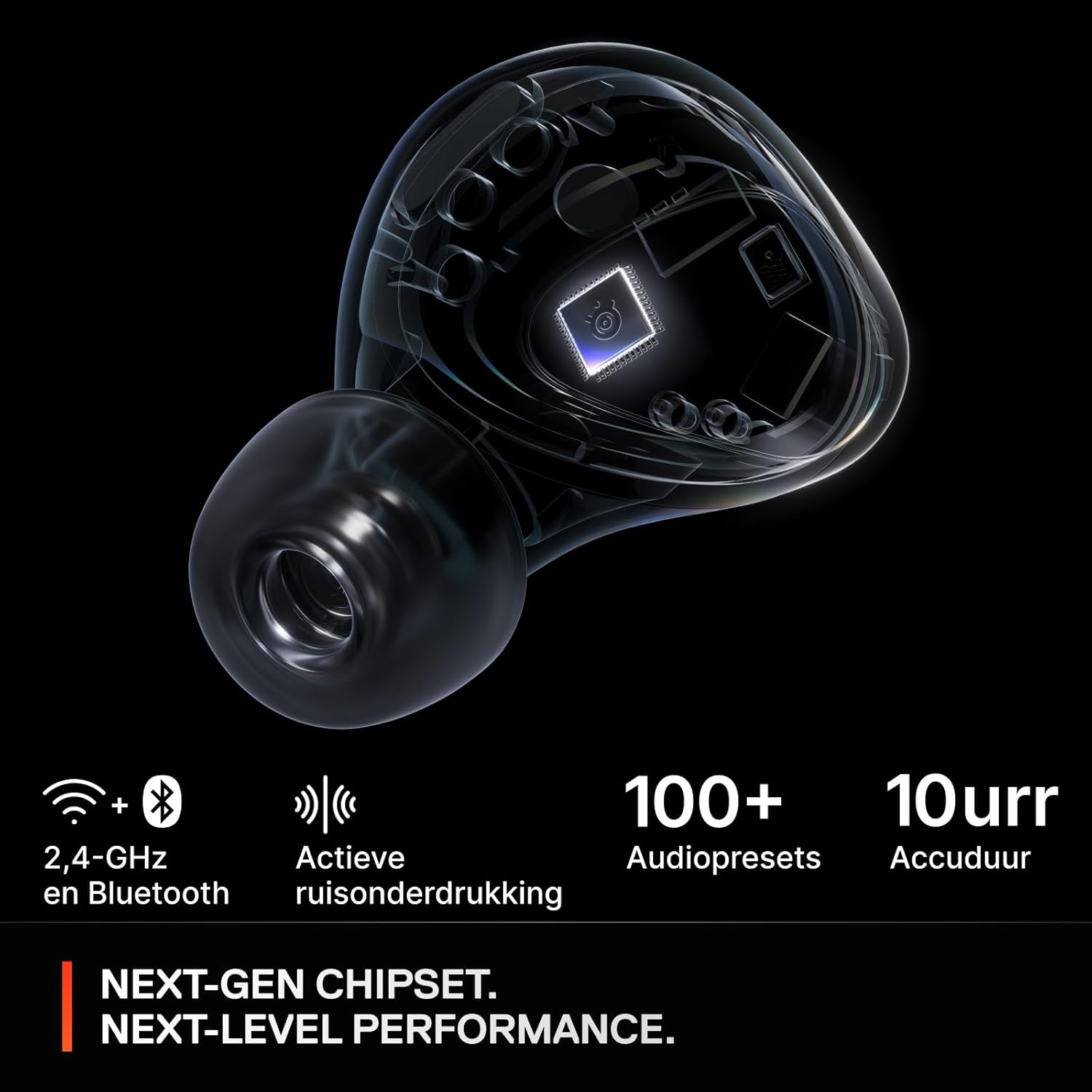 SteelSeries Arctis GameBuds™ voor Xbox - Draadloze gamingoordopjes - 2,4-GHz + BT5.3 - ANC/Transparency-modus - IP55-waterbestendigheid - 40 uur accuduur - Draadloos opladen - Xbox,PS5,pc,mobiel-Zwart