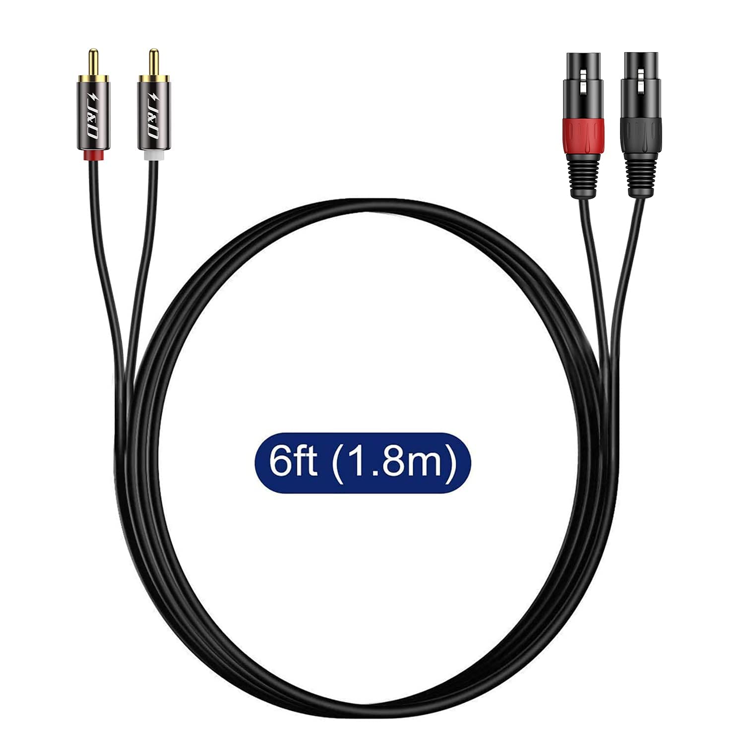 J&D 2 RCA naar 2 XLR-kabel,