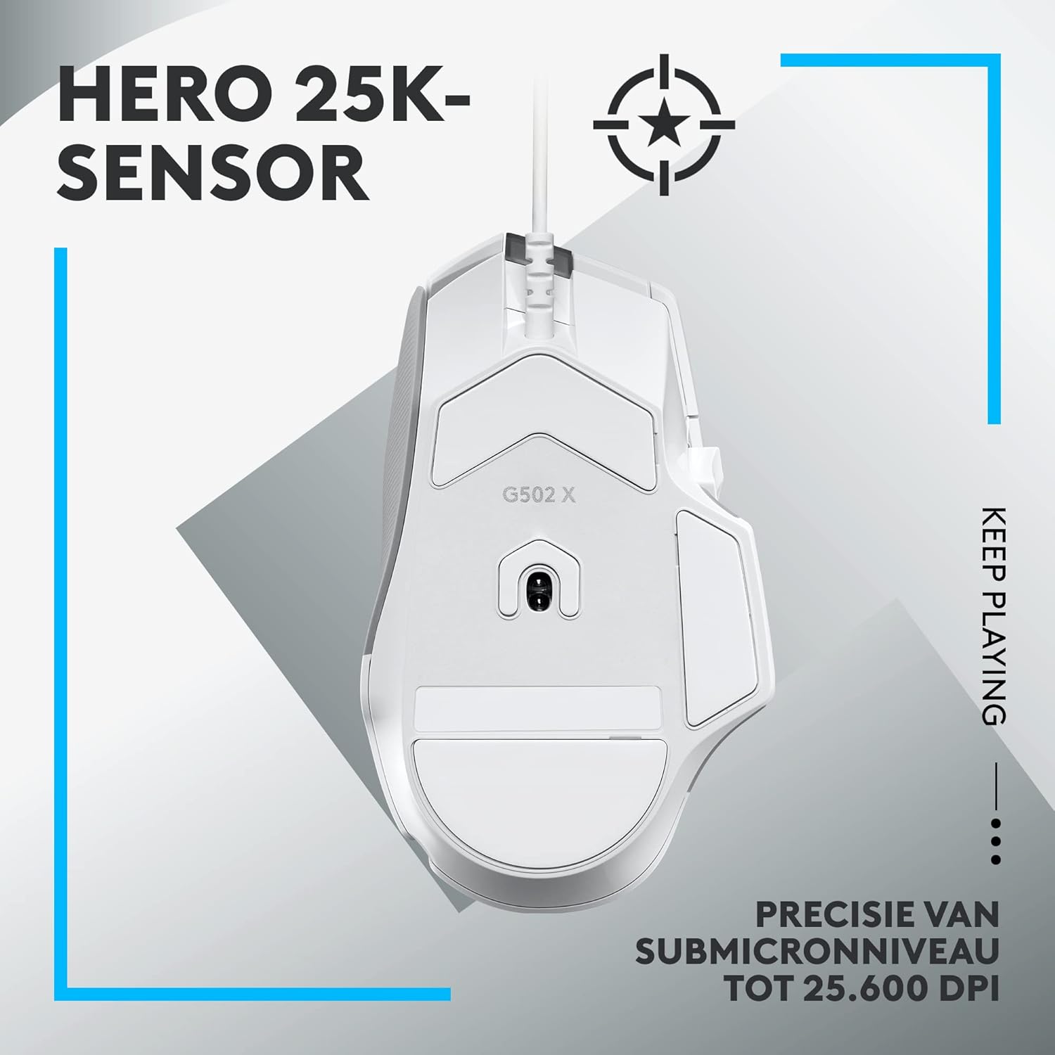Logitech G502 X Bedrade Gamingmuis - LIGHTFORCE hybride, optisch-mechanische, primaire schakelaars, HERO 25K gaming sensor, voor PC - MacOS/Windows - Zwart