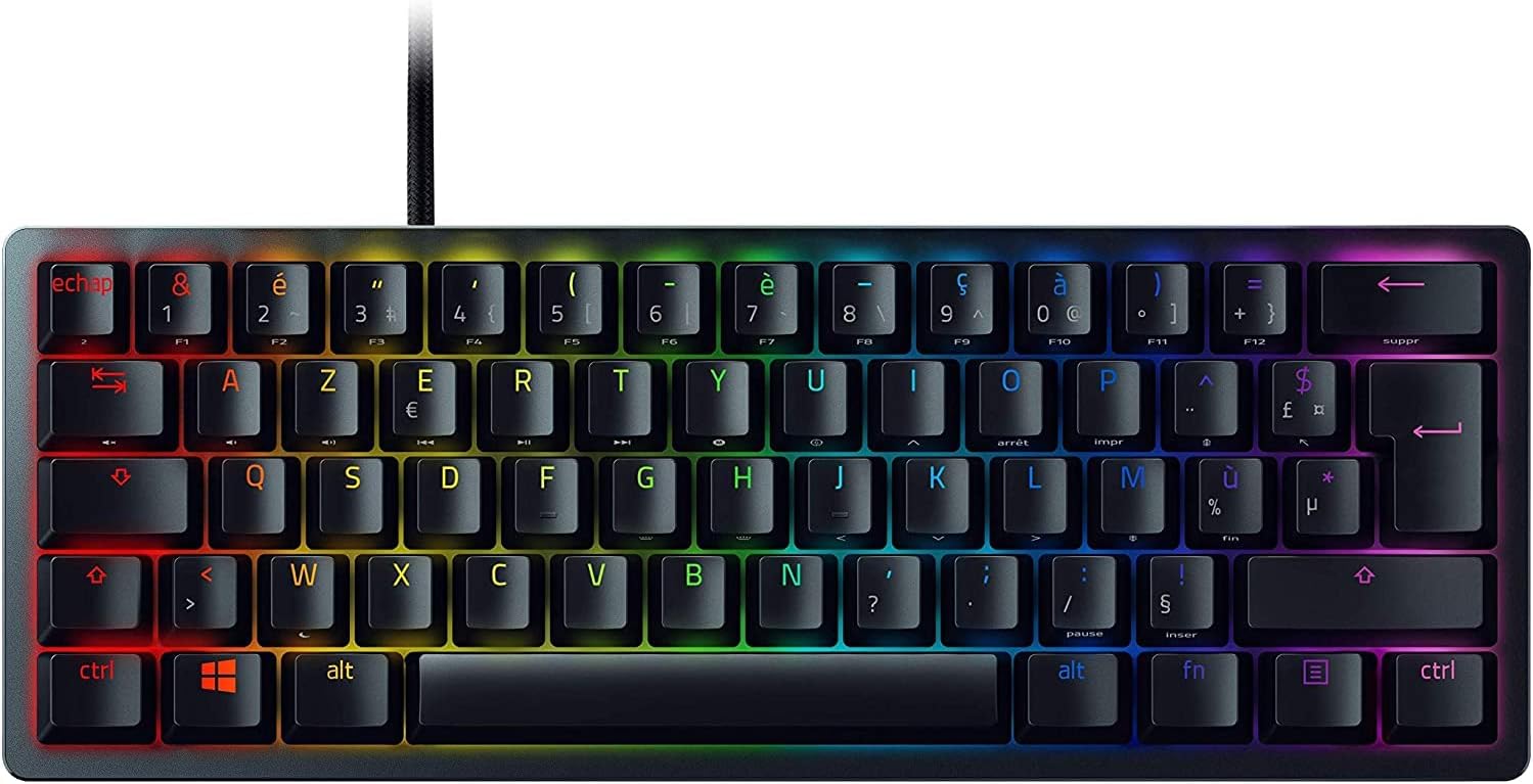 Razer Huntsman Mini (Rode Schakelaar) - Compact 60% gaming toetsenbord (Lineaire Optische Schakelaars, Doubleshot PBT toetskappen, Afneembare USB-C kabel) QWERTY US layout | Zwart