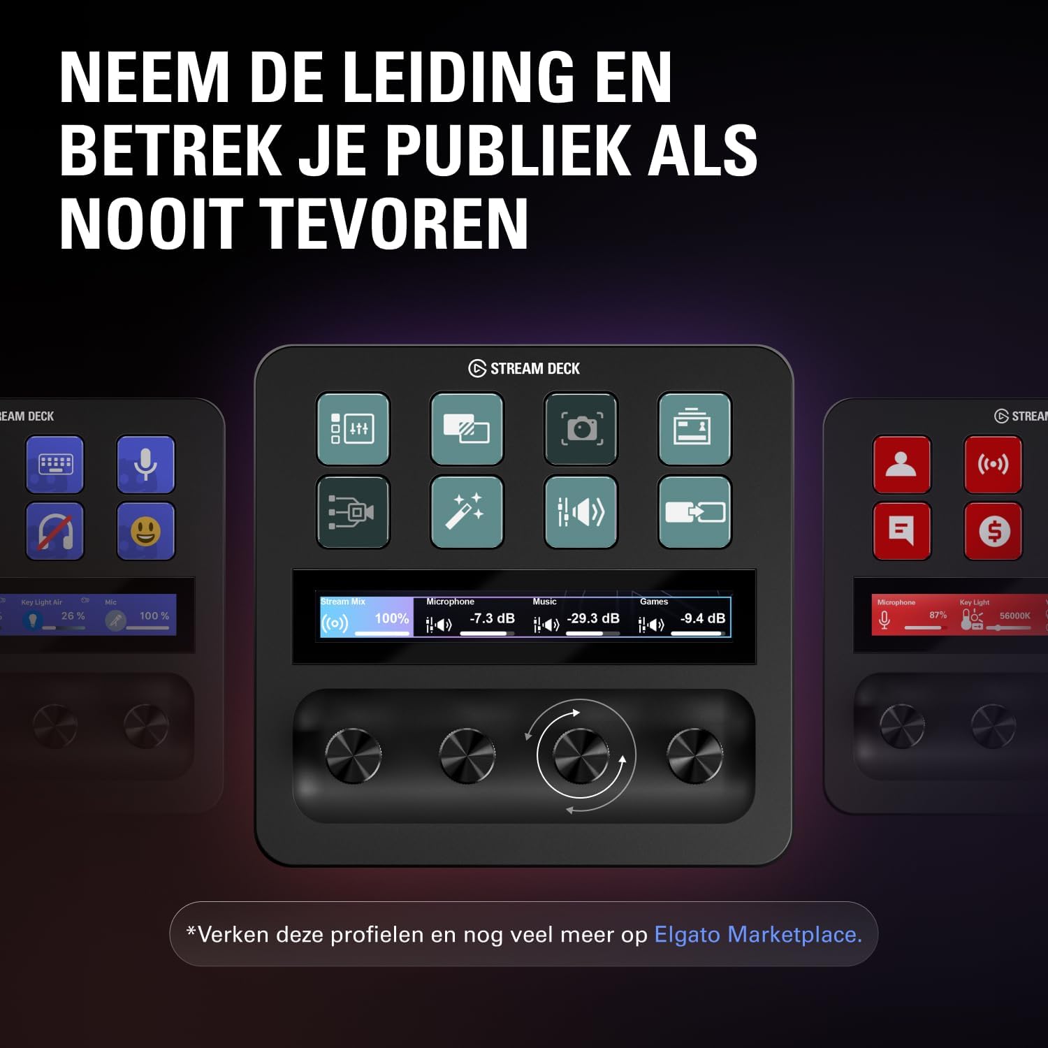 Elgato Stream Deck +, Audio-Mixer, Live Productie en Studiocontroller voor Content Creators, Streamen, Gamen, met aanpasbare touch strip-draaiknoppen en LCD-toetsen, werkt met Mac en PC
