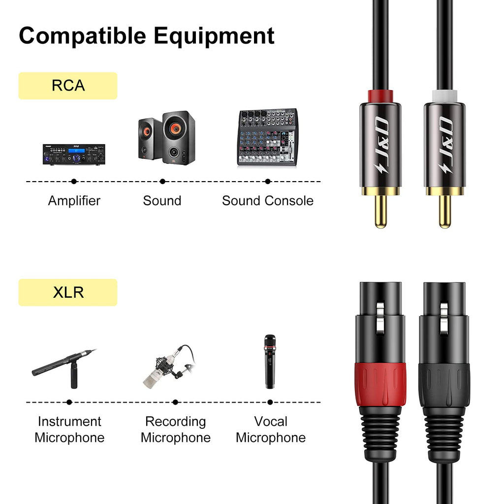 J&D 2 RCA naar 2 XLR-kabel,