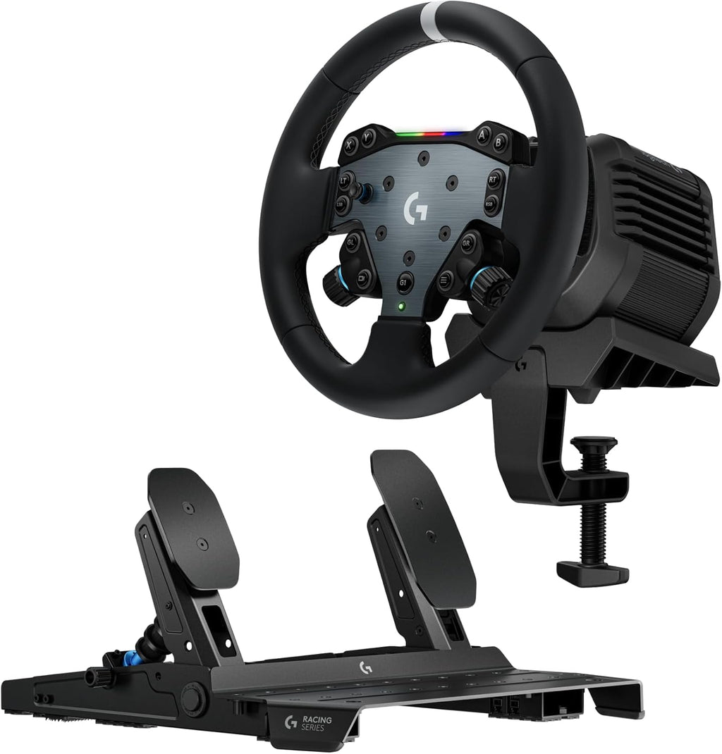 Logitech G G923-racestuur en -pedalen, TRUEFORCE tot een force feedback van 1000 Hz, responsief rijden, startregeling voor dubbele koppeling, stuurhoes van echt, voor PS5, PS4, pc, Mac - Zwart
