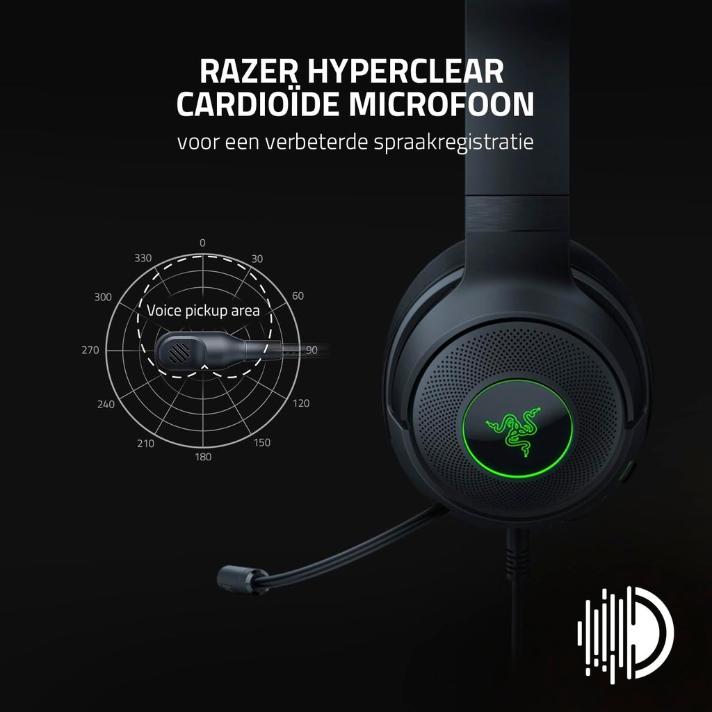 Razer Kraken V4 - Draadloze Gaming Headset (3 Modes Connectiviteit, TriForce 40mm Drivers, 9-Zone RGB Earcup Verlichting, Mix & Volume aanpassingen, THX Spatial Audio) Zwart