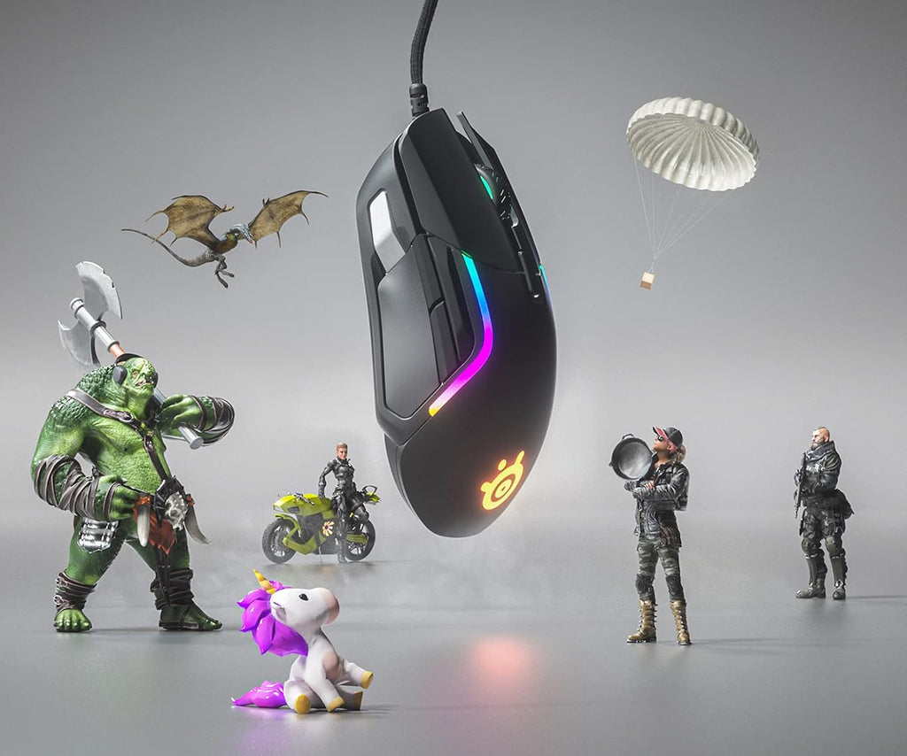 SteelSeries Rival 5 — gamingmuis — FPS, MOBA, MMO, Battle Royale — 18.000 CPI TrueMove Air optische sensor — 9 programmeerbare knoppen — 85 g competitief gewicht, zwart