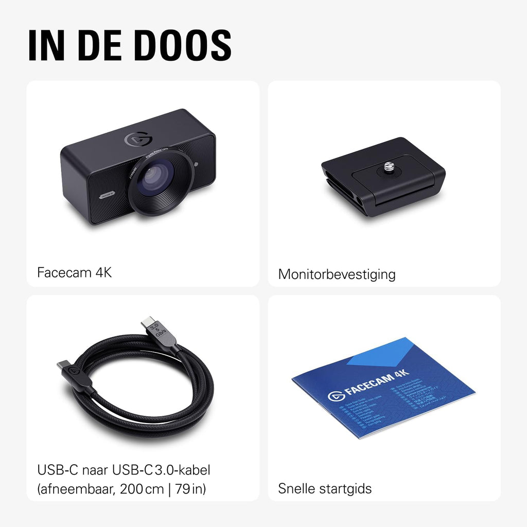 Elgato Facecam 4K – 4K60-studiowebcam, DSLR-achtige bediening, filmische effecten, 49 mm-objectieffilters, HDR, ongecomprimeerde video, geoptimaliseerd scherpstelgebied | USB-C voor pc & Mac