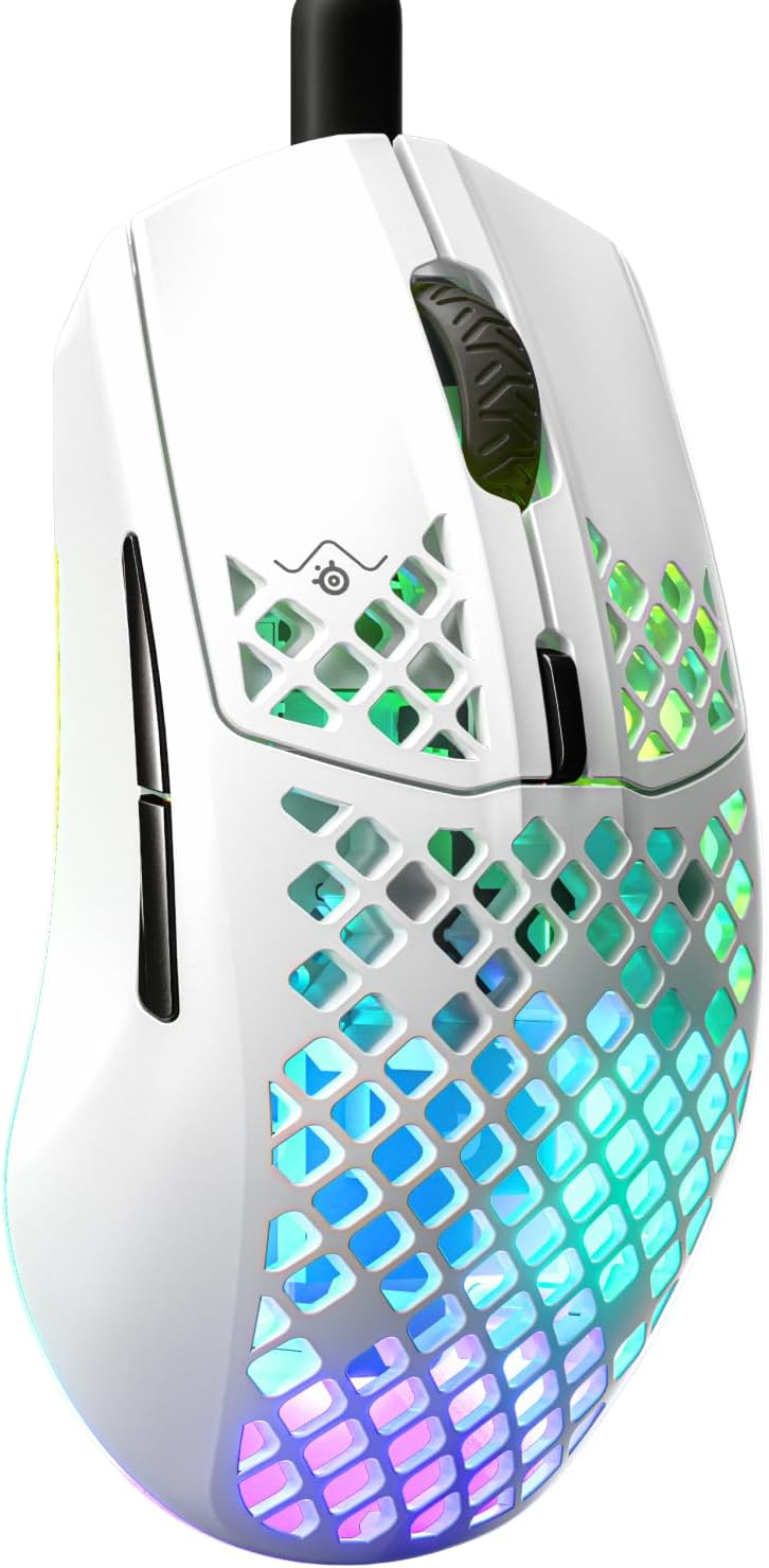 SteelSeries Aerox 3 - Geperforeerde RGB-gamingmuis - Ultralicht waterbestendig ontwerp - 8,500 DPI TrueMove Core optische sensor - Snow