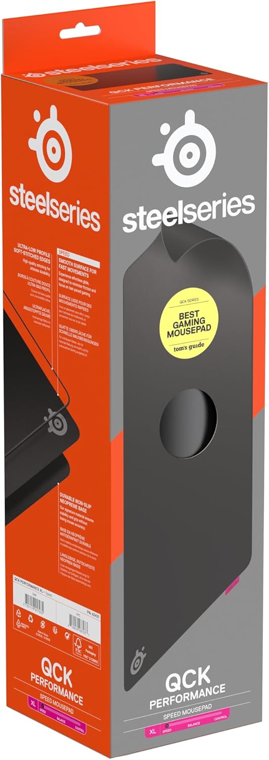 SteelSeries QcK XL Performance Speed-gamingmuismat - Voor soepele muisbewegingen - Gestikte rand met laag profiel - Slipvaste neopreen rubberen onderzijde - 900x400 mm - FPS, MOBA's, RTS, MMO