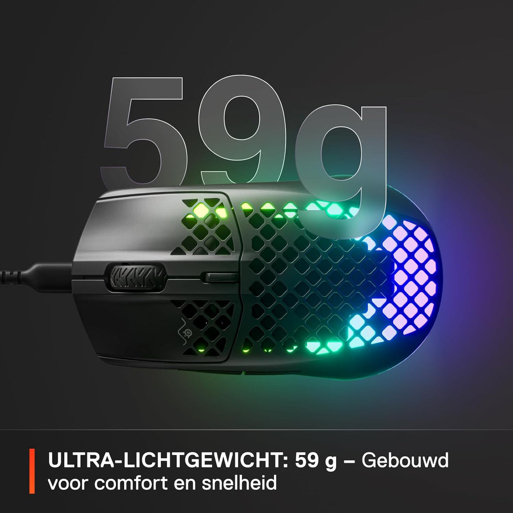 SteelSeries Aerox 3 - Geperforeerde RGB-gamingmuis - Ultralicht waterbestendig ontwerp - 8,500 DPI TrueMove Core optische sensor - Snow
